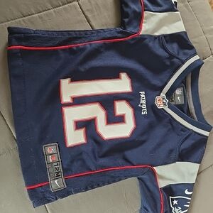 NFL Patriots Navy, White & Red Kids Football Jersey #12